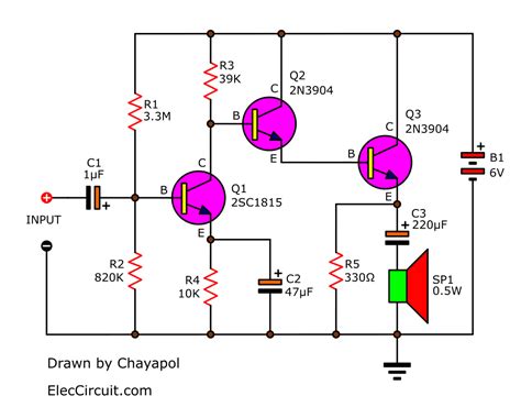 10 Watt <b>Audio</b> <b>Amplifier</b> <b>Circuit</b> Diagram and Explanation The schematic for 10 watt <b>amplifier</b> is pretty simple, the LF351 amplifies the signal voltage and two Power <b>Transistors</b> provide the necessary power amplification. . Audio amplifier circuit using transistors